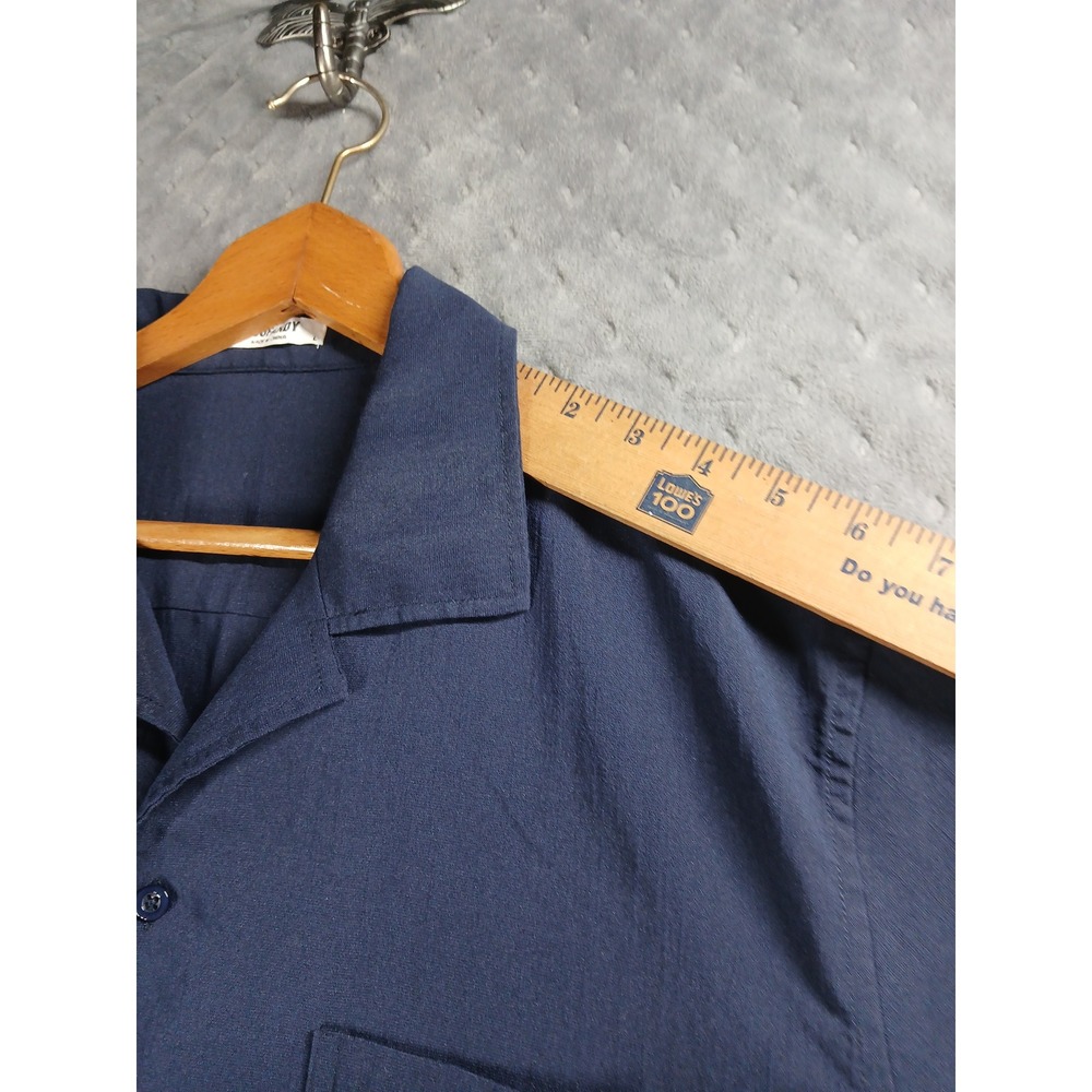 COOFANDY Mens Navy Blue Camp Collar Short Sleeve Button Down Shirt Large Pocket - Picture 4 of 9